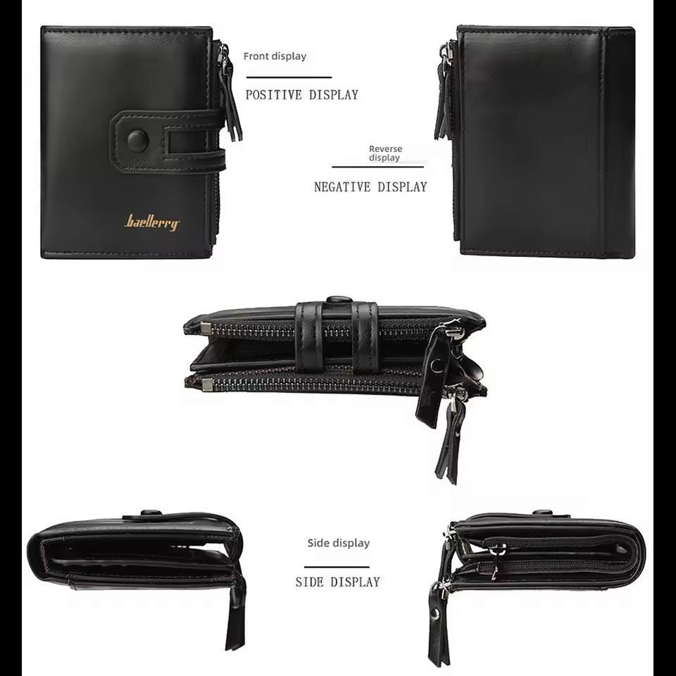 Original Buffalo Leather Trifold Wallet for Men -Brown