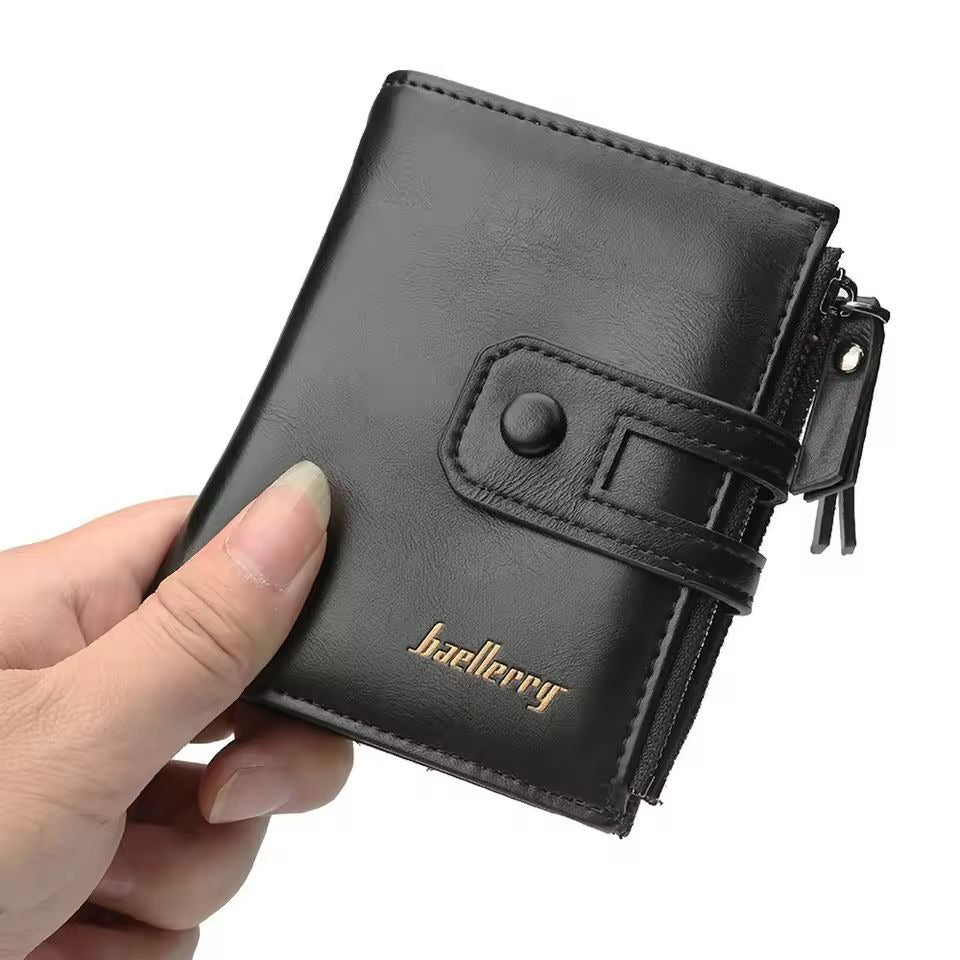 Original Buffalo Leather Trifold Wallet for Men -Brown