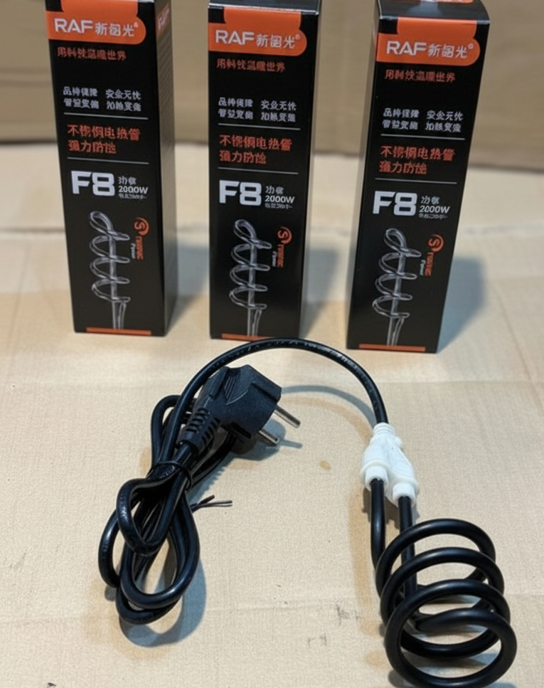 RAF F8 2000W Electric Water Heating Coil – Stainless Steel Immersion Rod | Fast, Safe & Efficient Water Heater For Home Use